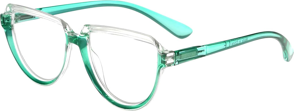 Eyekepper Eyeglasses for Women Reading Large Frame - Oversize Ladies Half Moon Design Readers - Transparent/Green +3.50