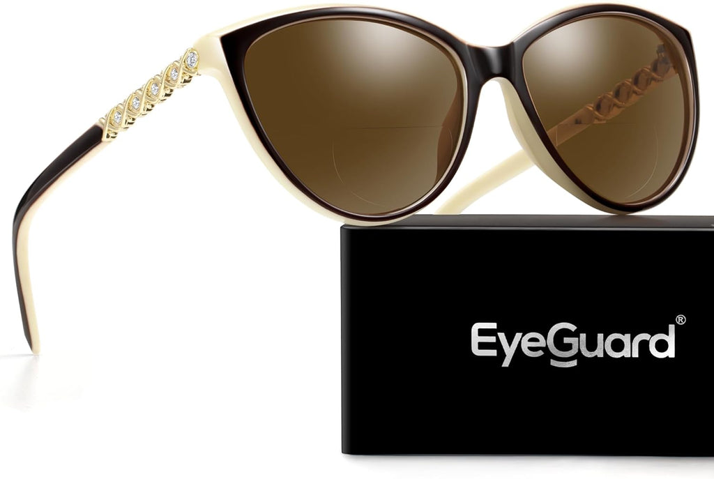 EYEGUARD Bifocal Reading Sunglasses for Women, Stylish Sun Readers Glasses UV400 Protection Outdoor Reading Glasses