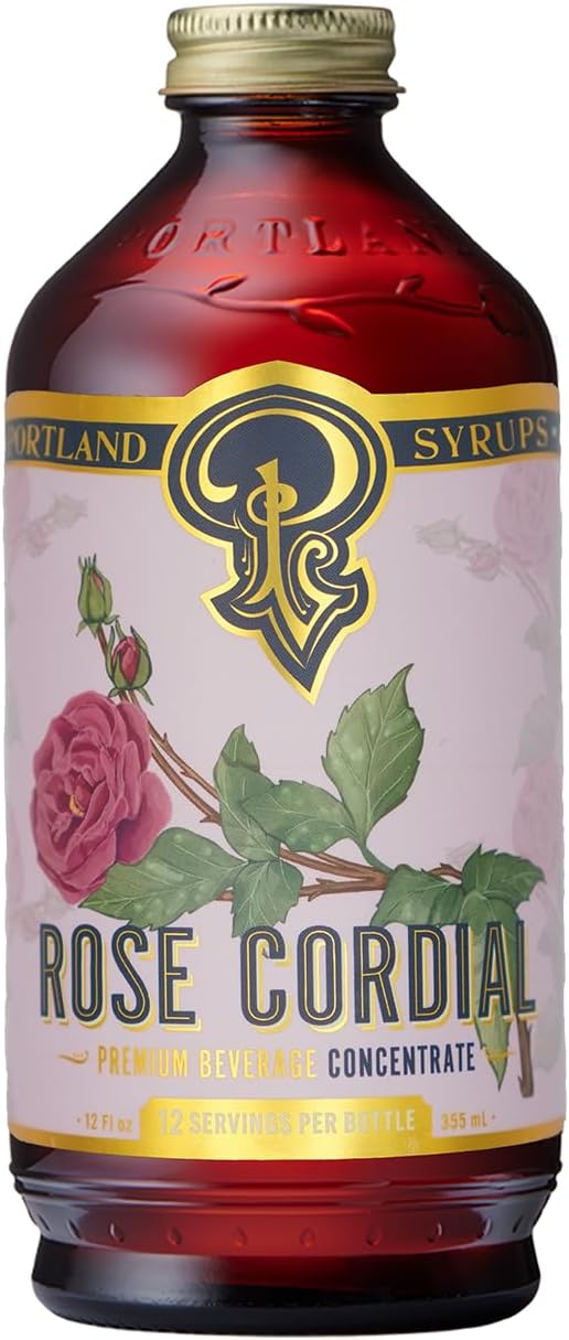 Portland Syrups Rose Cordial Syrup - Craft Delicious Cocktails, Mocktails, Sodas, and More - 12 oz with 24 Servings (Pack of 1)