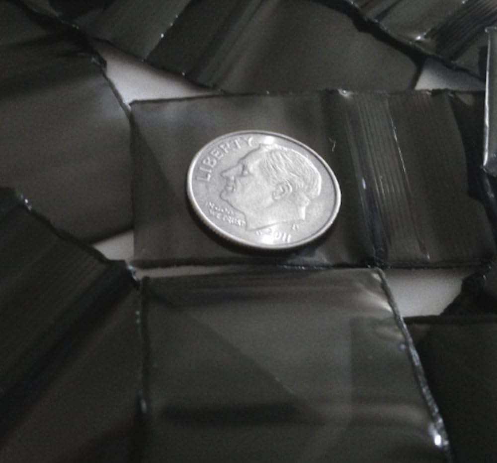 200-2" x 2" Black Plastic Ziplock Baggies Bags