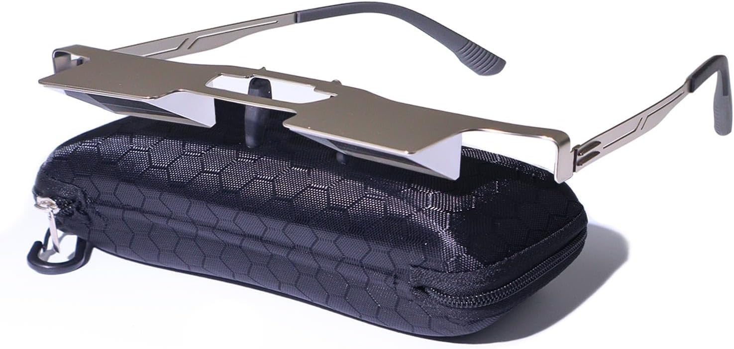 Lazy Glasses Prism Glasses for Watch TV, Read, or Browse Your Phone While Lying Down，New Upgraded Lighter and Clearer Lazy Glasses Spectacles for Lying Down, Reducing Neck and Cervical Strain (Silver)