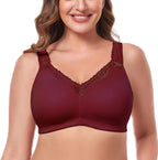 TELIMUSSTO Women's Plus Size Soft Cotton Lace Bra Full Coverage Wirefree Non-Padded