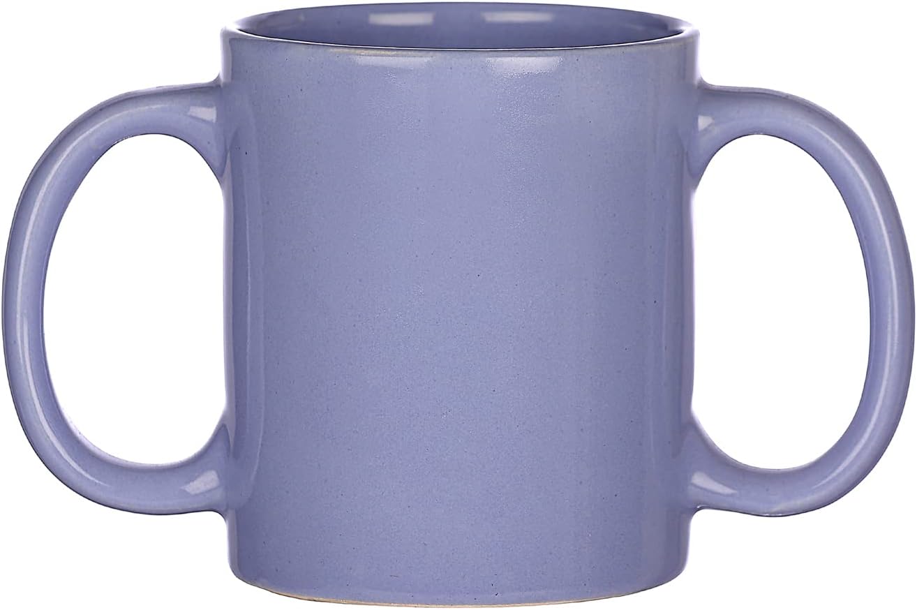 HealthGoodsIn Dual Handle Mug (Double Grip Mug) to Aid Tremors, MICROWAVE SAFE, 11.83 US Fl. Oz. (350 Ml) - BLUE Color