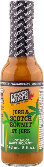 Jerk & Scotch Bonnet Hot Sauce By Pepper North, Fiery Hot Sauce With Flavors Of Pineapple, Scotch Bonnet Pepper & Ginger, Made With All Natural Ingredients, 5 fl oz Bottle (1-Pack)