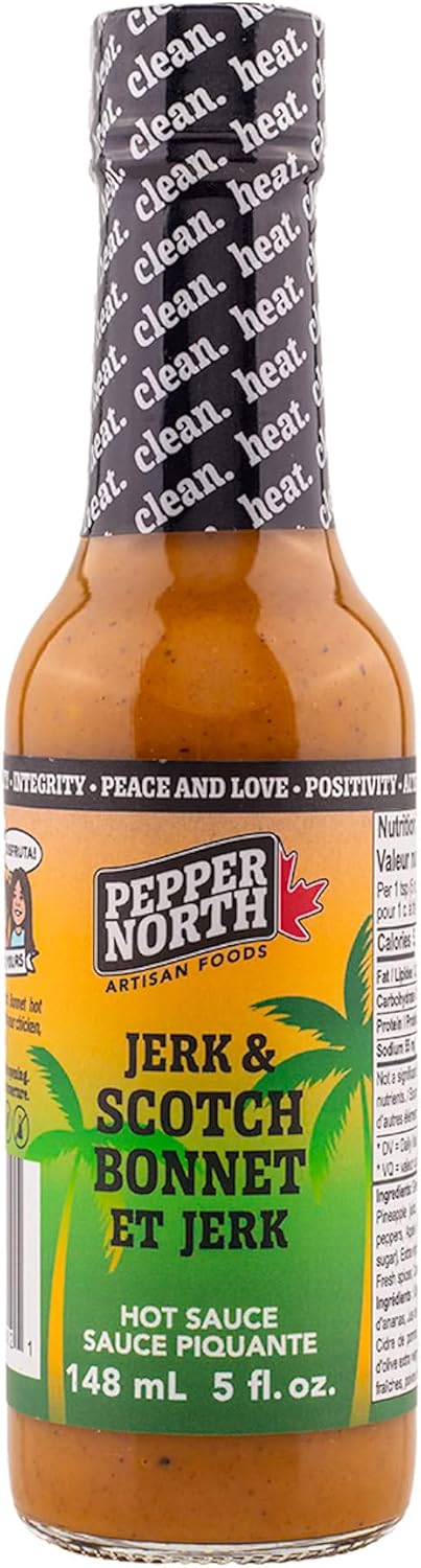 Jerk & Scotch Bonnet Hot Sauce By Pepper North, Fiery Hot Sauce With Flavors Of Pineapple, Scotch Bonnet Pepper & Ginger, Made With All Natural Ingredients, 5 fl oz Bottle (1-Pack)