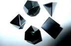 Jet International Black Obsidian Sacred Geometry Sets 5 Stone Platonic Solid Top Grade Quality Merkaba Star W/ Velvet Pouch Attractive Cleansing Life Vitality Healing Chakra Balancing DNA Energy Grid
