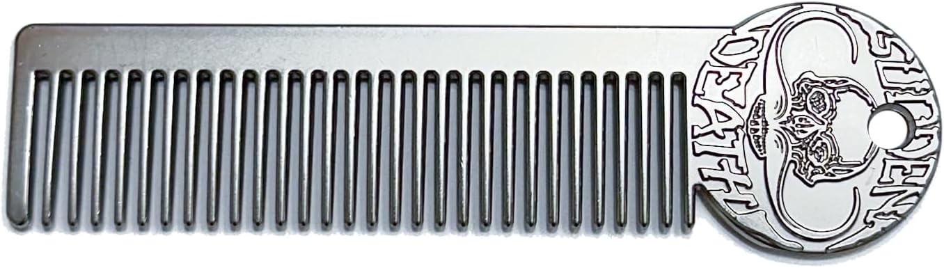 Metal Mustache & Beard Comb – Dual-Sided Pocket Comb for Men, Fine & Wide Teeth for Precise Styling – Durable, Compact, Travel-Friendly Grooming Tool for Facial Hair Care