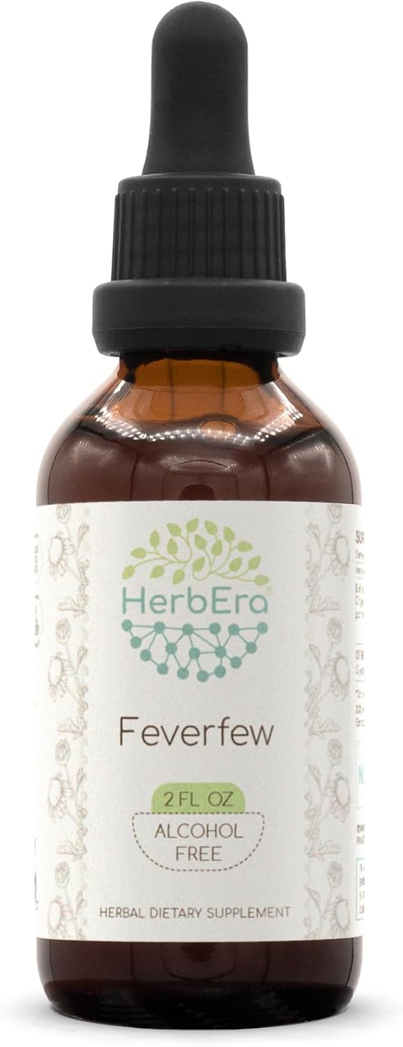 Feverfew B60 Alcohol-Free Herbal Extract Tincture, Concentrated Liquid Drops Natural Feverfew (Tanacetum parthenium) (2 fl oz)