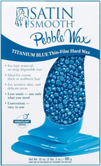 Satin Smooth Titanium Blue Hard Wax with Azulene Oil & Vitamin E, Thin Film Pebble Wax for Coarse Hair, Brazilian Bikini Waxing, Ideal for Sensitive Skin, Hair Removal Wax, 35oz