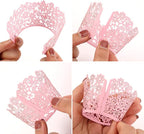 50Pcs Cupcake Wrappers Artistic Bake Cake Paper Lace Laser Cut Liner Baking Cup Wraps Muffin for Wedding Party Birthday Decoration (Light purple)