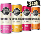 Liquid Remedy Kombucha Sugar Free Organic Drink, Low Calorie, Probiotic Like Tea for Gut Health - Fan Favorites Variety Pack - 8.5 Fl Oz Can, 24-Pack