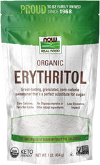 NOW Foods, Organic Erythritol, Pleasant Sweetner for Reduced-Calorie and Sugar-Free Recipes, Zero-Calorie, Low Glycemic Impact, 1-Pound (Packaging May Vary)