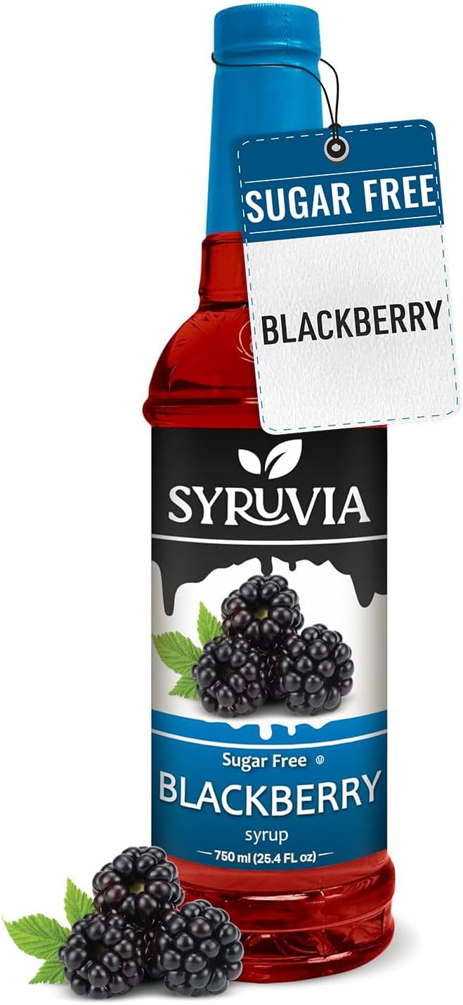 Syruvia Sugar-Free Blackberry Syrup, Flavored Syrup for Drinks, Cocktails, Lemonades, Iced Teas, and Desserts – 25.4 fl oz