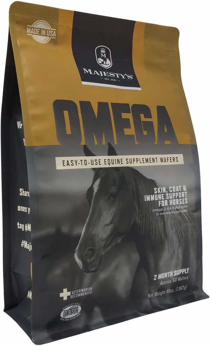 Majesty's Omega Wafers - Superior Horse / Equine Skin, Coat, and Immune Support Supplement - Omega 3, 6, 9, and Biotin - 60 Count (2 Month Supply)