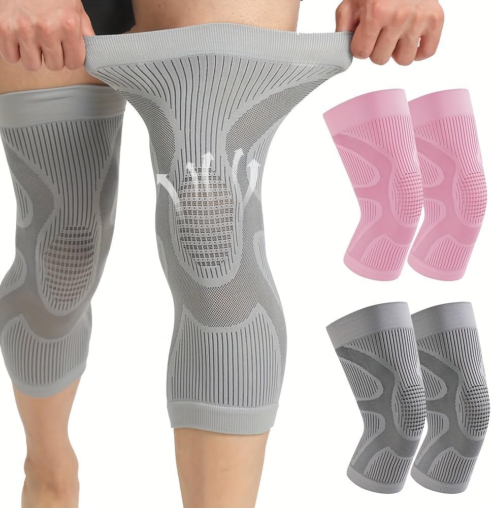 Breathable Knee Support Sleeves Pair for Sports Running Cycling Workout Flexible Compression Knee Braces for Men Women
