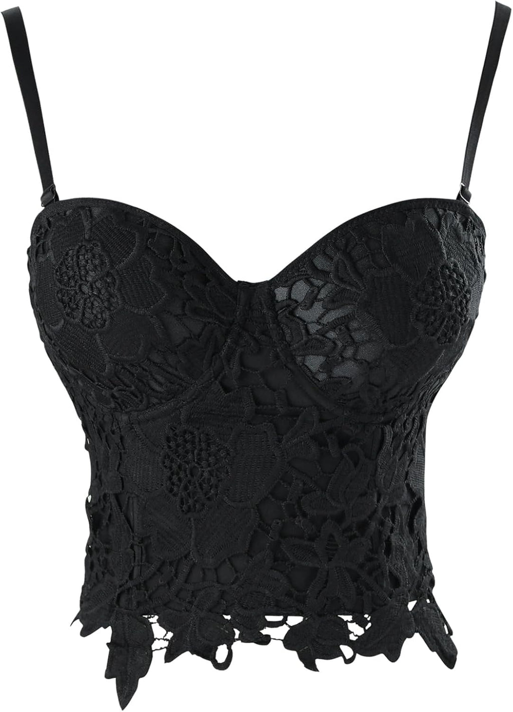 Charmian Women's Punk Goth Floral Lace Bustier Corset Party Bralet Crop Top
