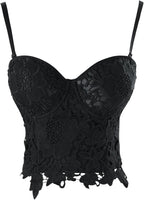 Charmian Women's Punk Goth Floral Lace Bustier Corset Party Bralet Crop Top