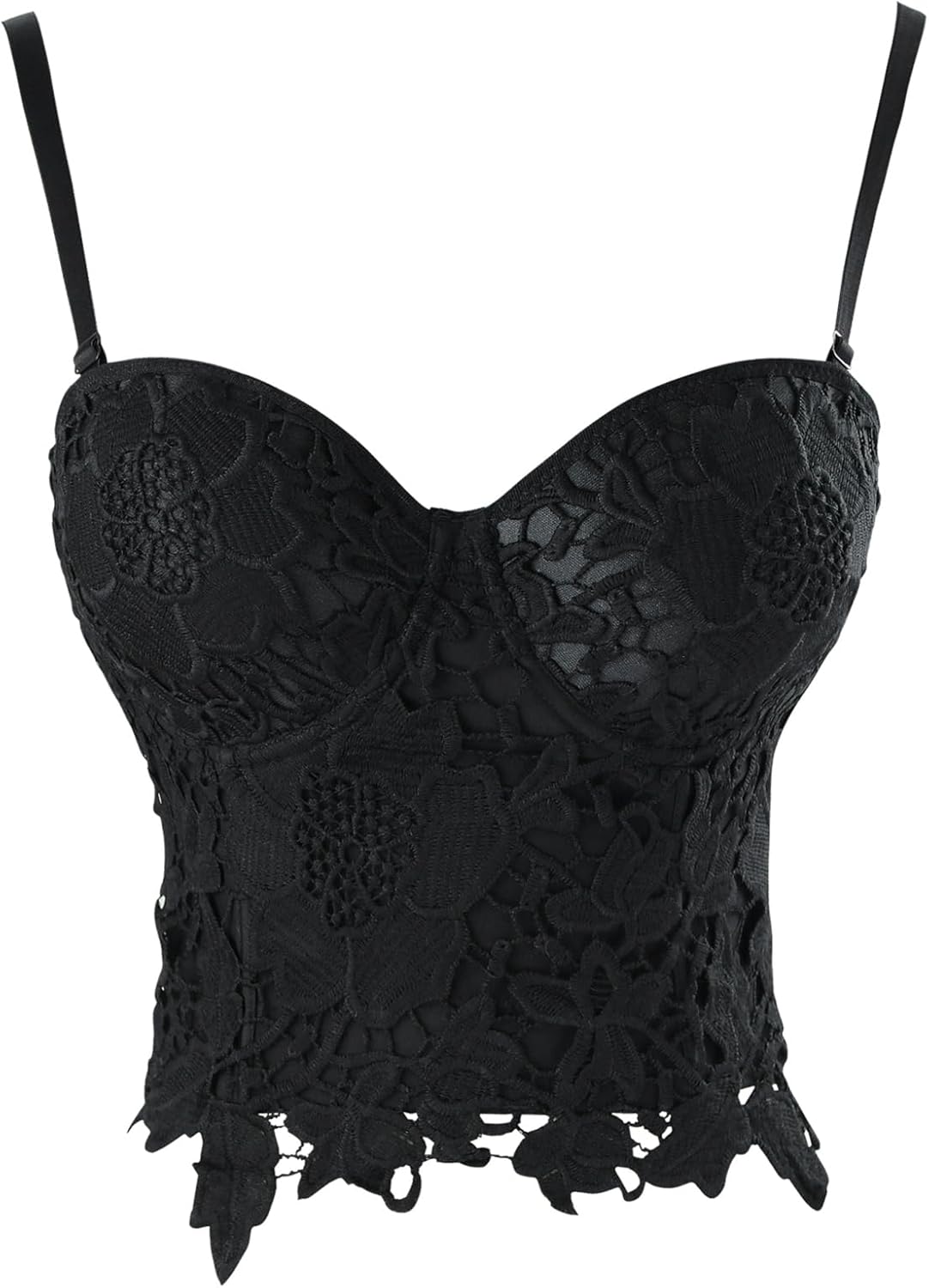 Charmian Women's Punk Goth Floral Lace Bustier Corset Party Bralet Crop Top
