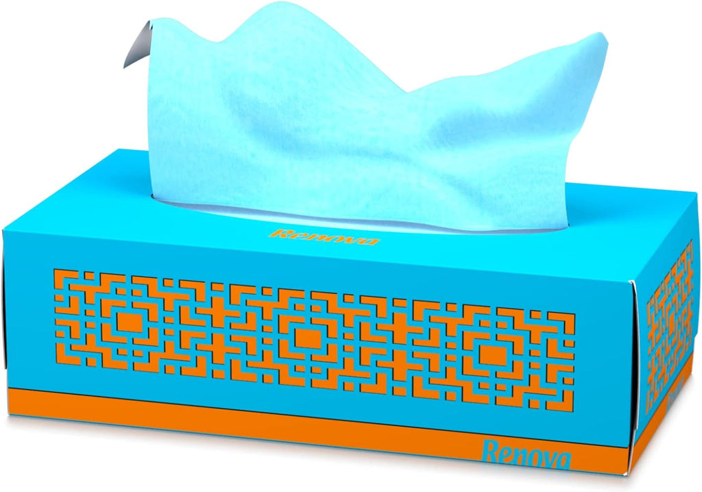 Renova Red Label Blue Facial Tissues - 80 Tissues - [Pack of 8]