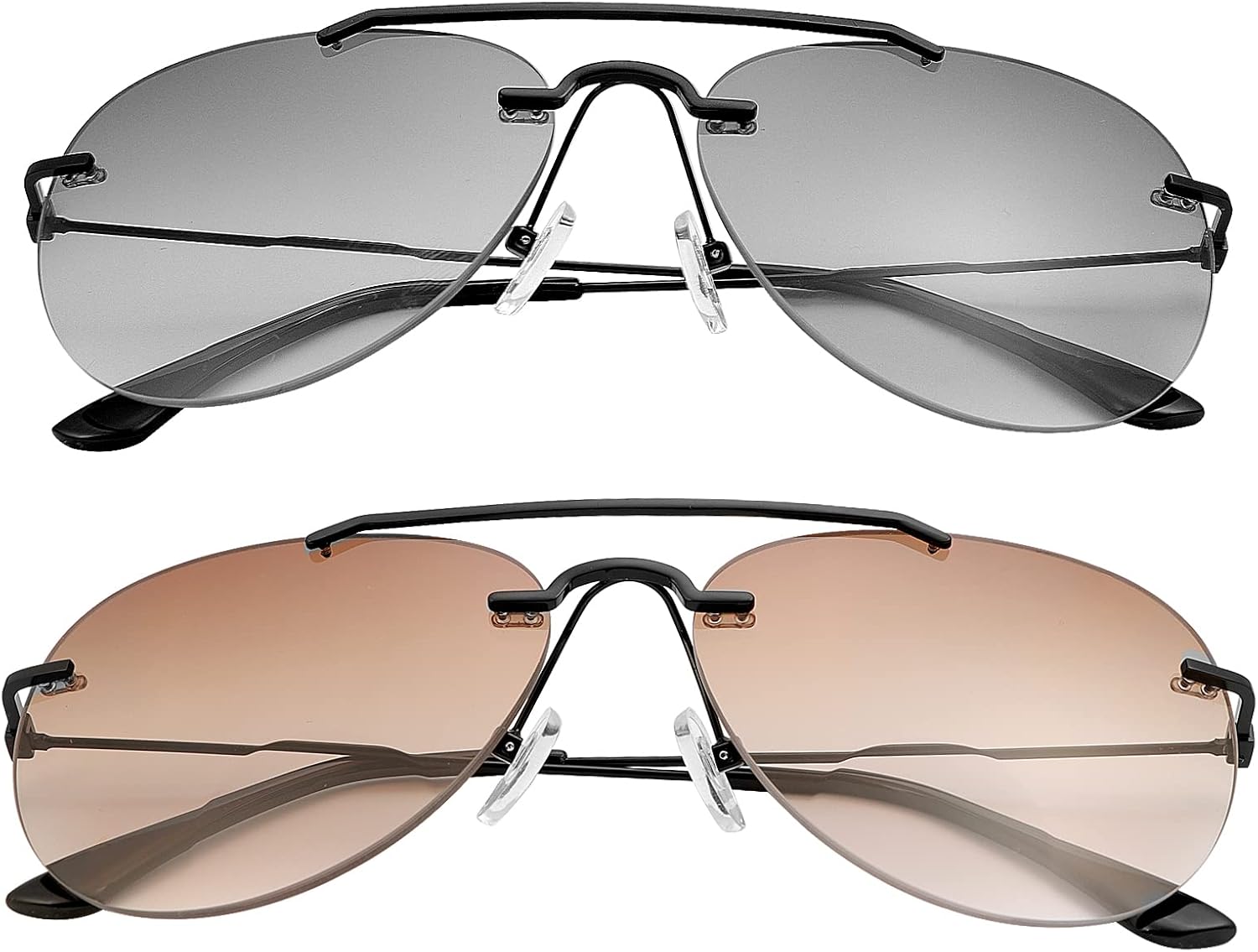 2 Pairs Bifocal Reading Sunglasses UV400 Protection Outdoor Sun Readers Shades Anti Blue Light Glasses for Men Women