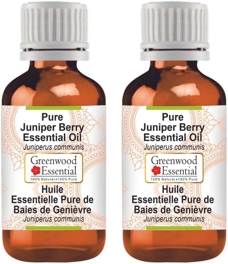 Greenwood Essential Pure Juniper Berry Essential Oil (Juniperus communis) Steam Distilled (Pack of Two) 100ml X 2 (6.76 oz)