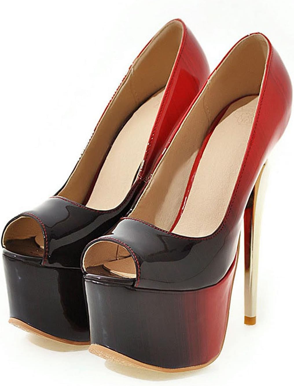 WOilERQ Women's Pump High Heels Fish Mouth Open Toe Platform Pump Stiletto Heels Patent Leather Shallow Mouth Fashion Sandals 16Cm / 6.5 Inches