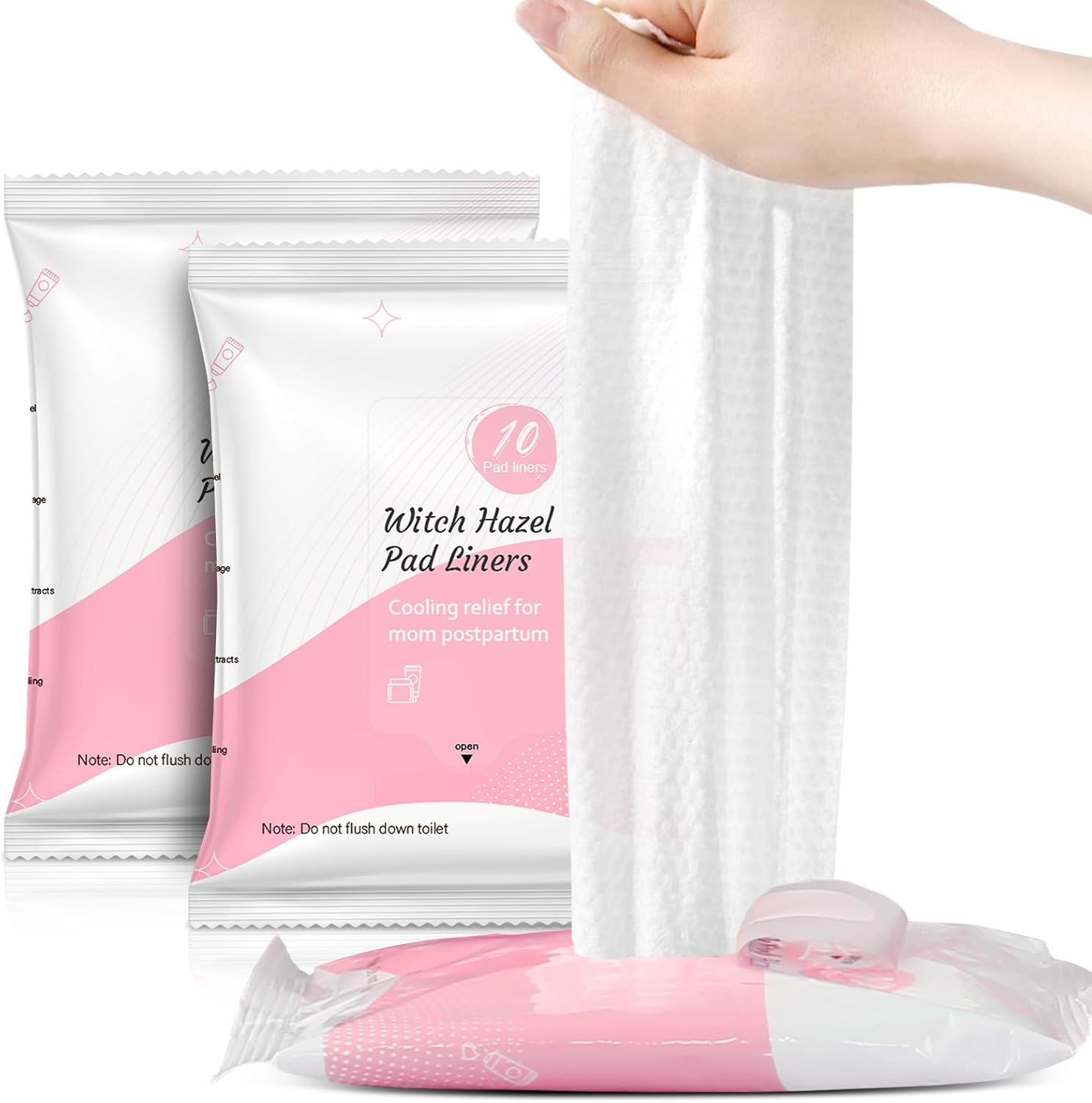 UHdod Perineal Witch Hazel Cooling Pads Liners 3 Packs, Full-Length Witch Hazel Pads Liners for Postpartum Care, Postpartum Essentials | Provides Cooling Comfort for Perineal Area - 36 Counts