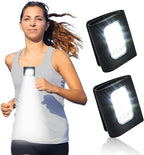 GOANDO 2 Pack Safety Jogging LED Light, Black, Water Resistant, 4 Modes, USB Charging, Strong Magnetic Clip for Night Running, Walking, Hiking