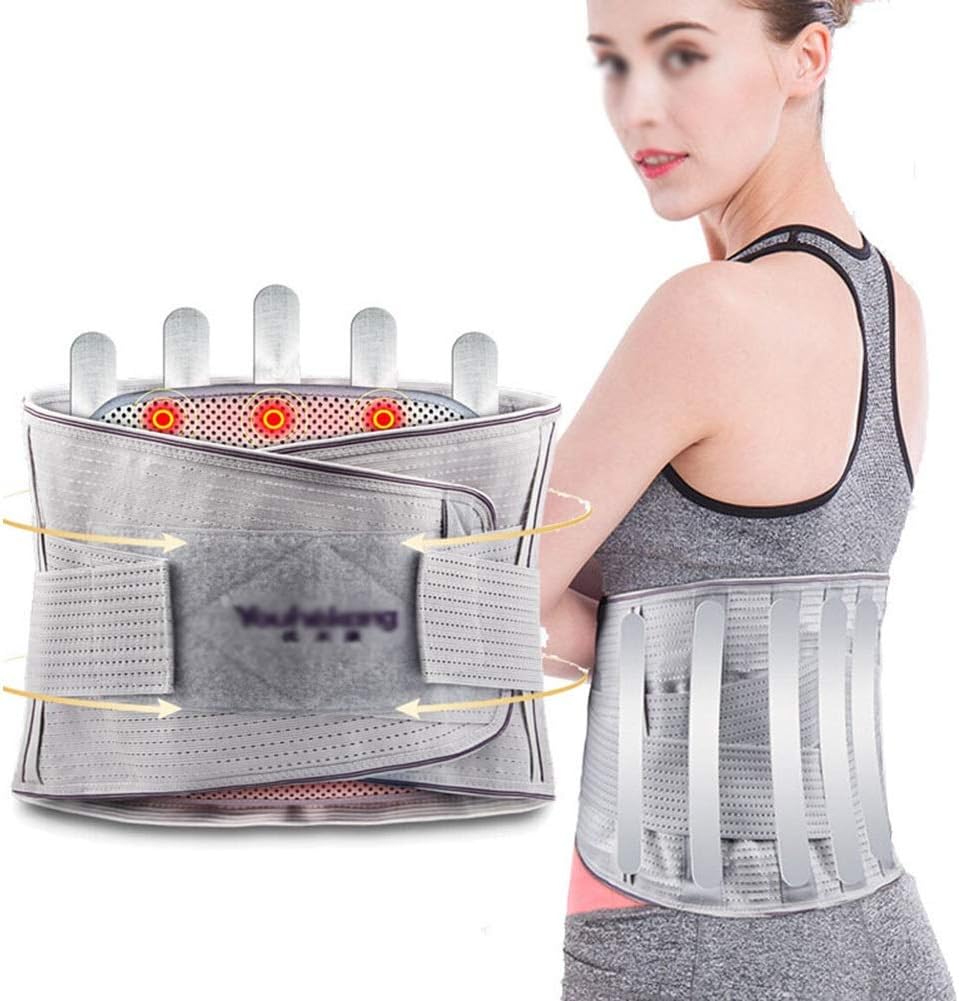 Self-Heating Breathable Lumbar Brace with 3 Removable Pads for Lower Back Pain Relief