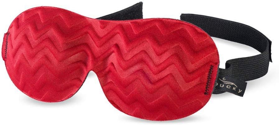 Bucky Ultralight Travel & Sleep Chevron Eye Mask, Red, One Size