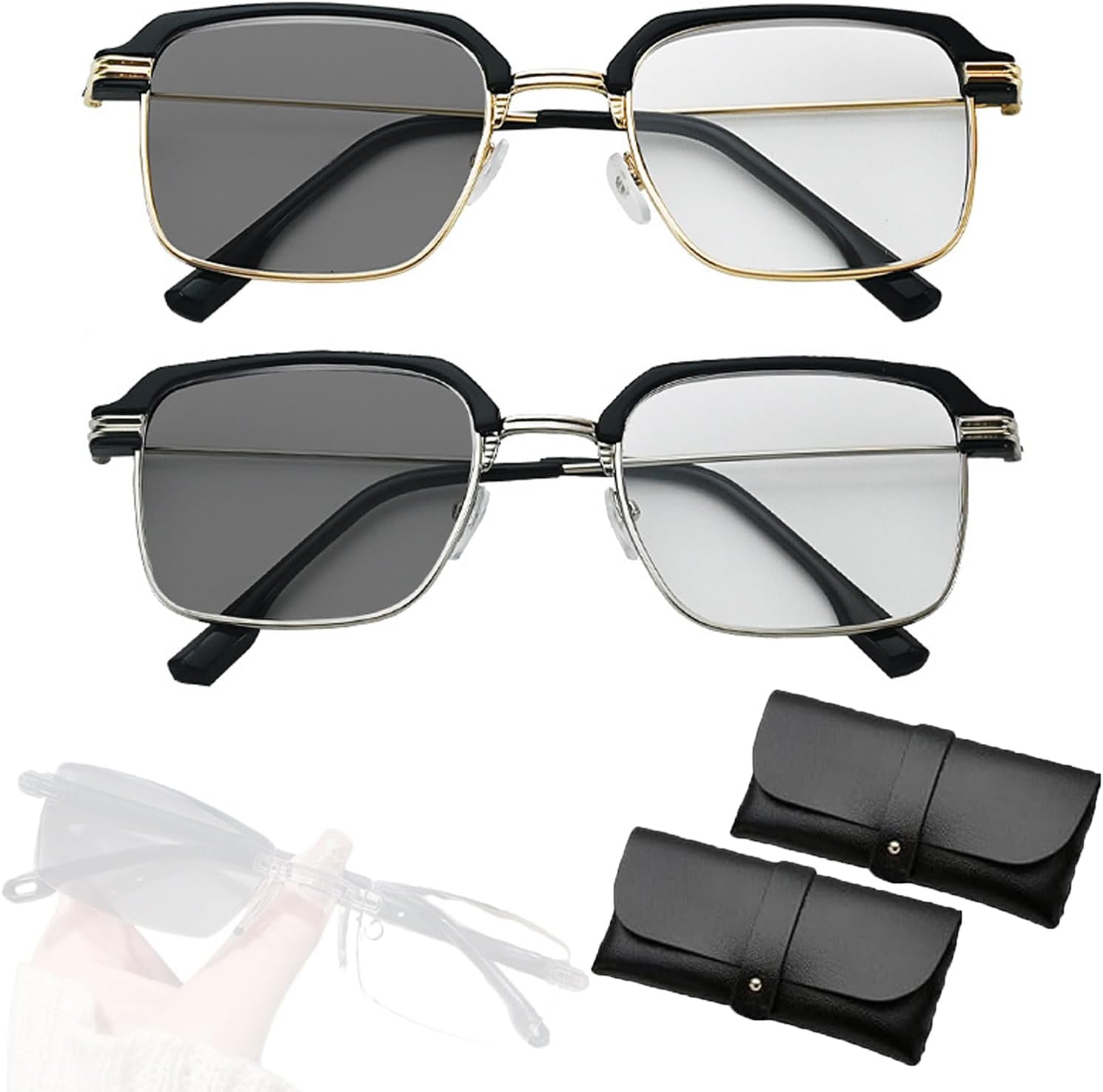 Smart Zoom Reading Glasses Distance&near Progressive Multi-focus Anti Blue Light for Women Men Automatic Zoom Reading Glasses