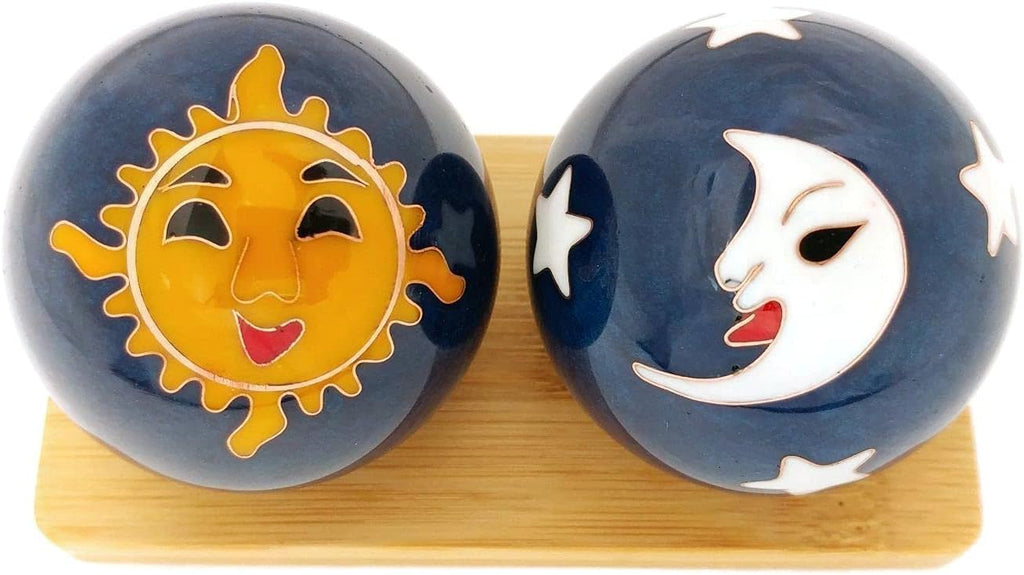 Top Chi Sun and Moon Baoding Balls with Bamboo Stand