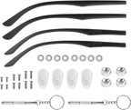 2 Pairs Universal Glasses Arms Legs Replacement, Glasses Repair/Tightenin Kit, Glasse Temple Replacement with Screws, Screwdrivers, Nose Pads(2 Kinds, Black)