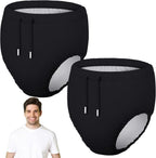 Glitopper 2 Pcs Reusable Adult Swim Diapers Special Needs Cloth Diaper Covers Washable Nappy Trunks Waterproof Leakproof for Postpartum Women Incontinence Protection Unisex(Black,L)