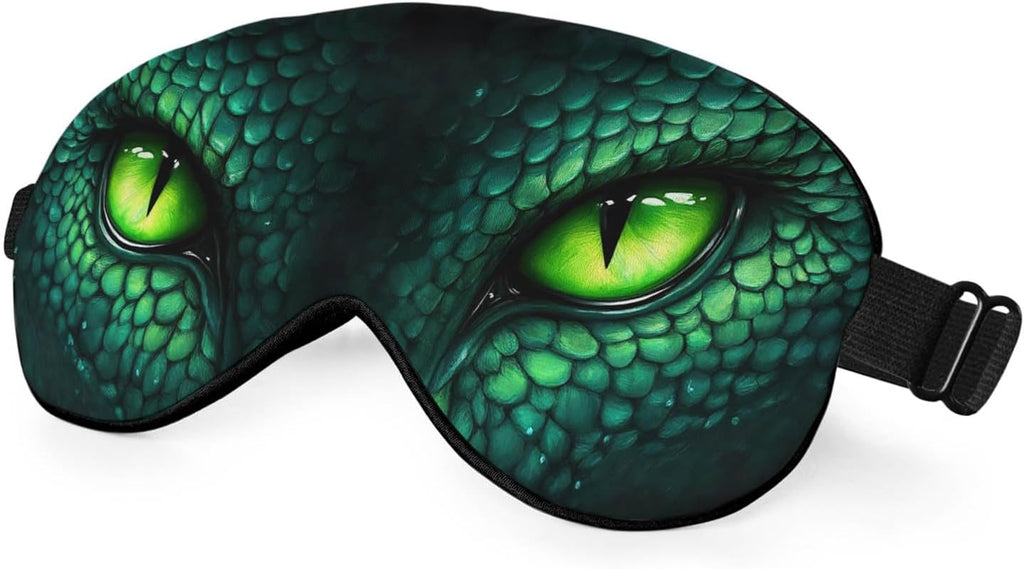 Dragon Eye Sleep Eye Mask Abstract Green Mysterious Powerful Animals Silk Eye Mask Sleeping Soft Eye Shade Cover for Men Women Boy Airplane Travel Rest with Elastic Strap