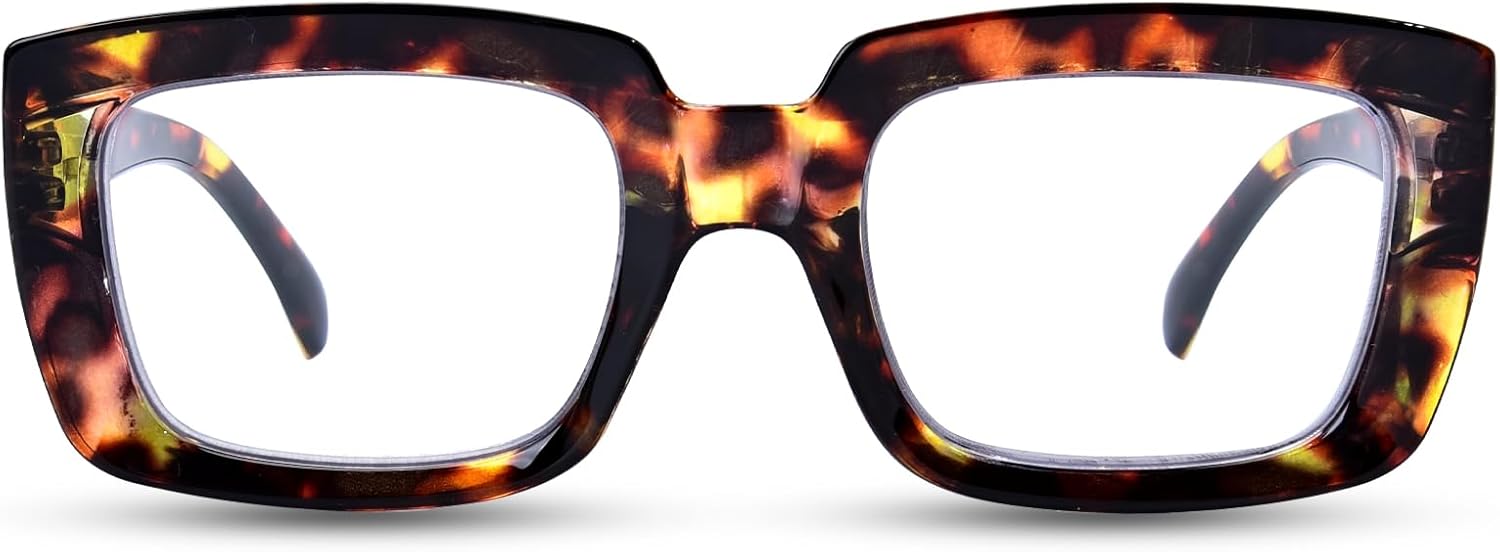 Oprah Style Reading Glasses for Women, Oversized Stylish Blue Light Blocking Computer Readers Ladies with Spring Hinge