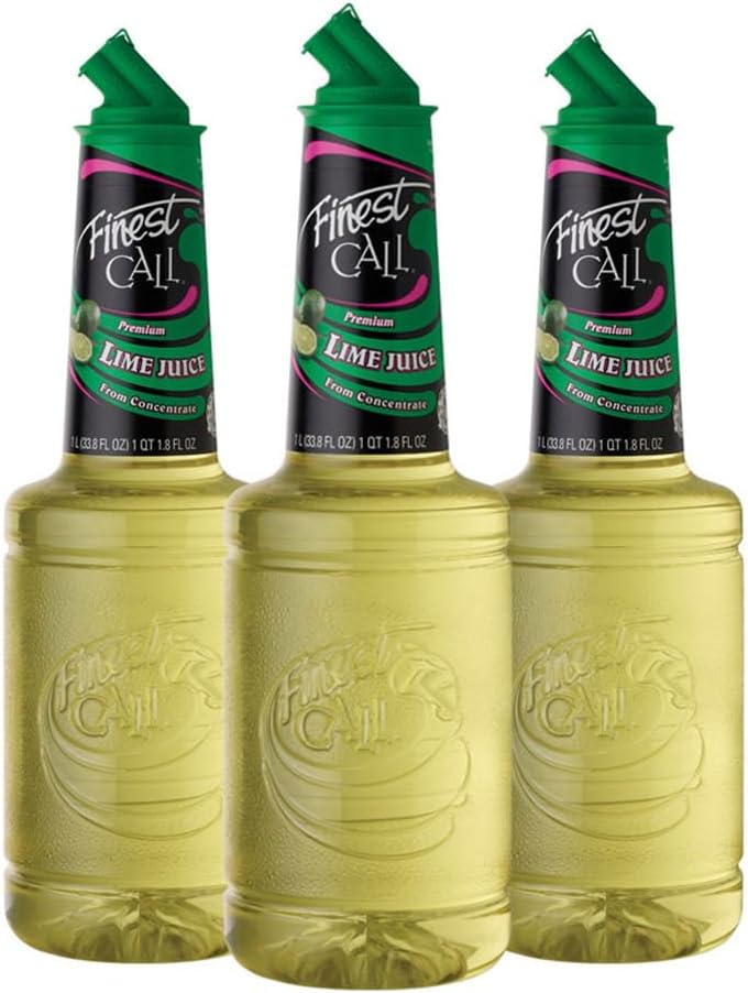 Finest Call Premium Lime Juice Drink Mix, 1 Liter Bottle (33.8 Fl Oz), Pack of 3