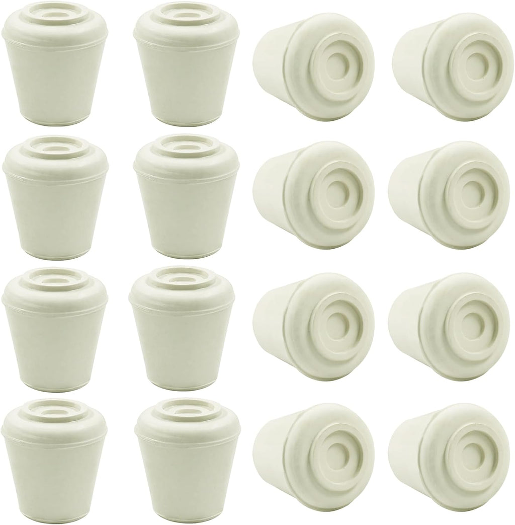 16pcs 1/2 Inch Round Chair Leg Tips Caps, Non-Slip Rubber Chair Leg Floor Protectors, White Furniture Leg Caps Fit for 0.43"-0.47" (11mm-12mm) Diameter Round Feet