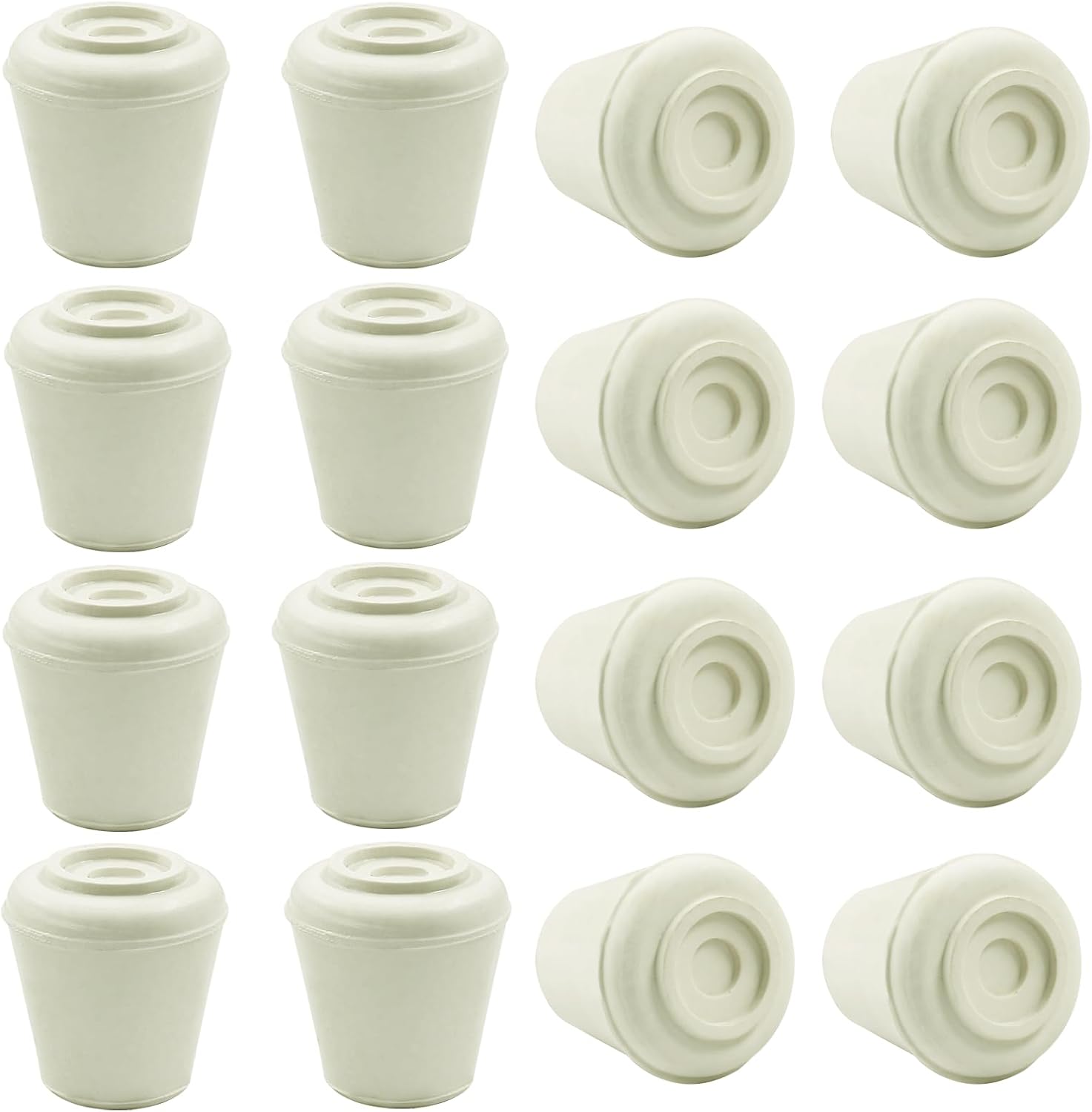 16pcs 1/2 Inch Round Chair Leg Tips Caps, Non-Slip Rubber Chair Leg Floor Protectors, White Furniture Leg Caps Fit for 0.43"-0.47" (11mm-12mm) Diameter Round Feet