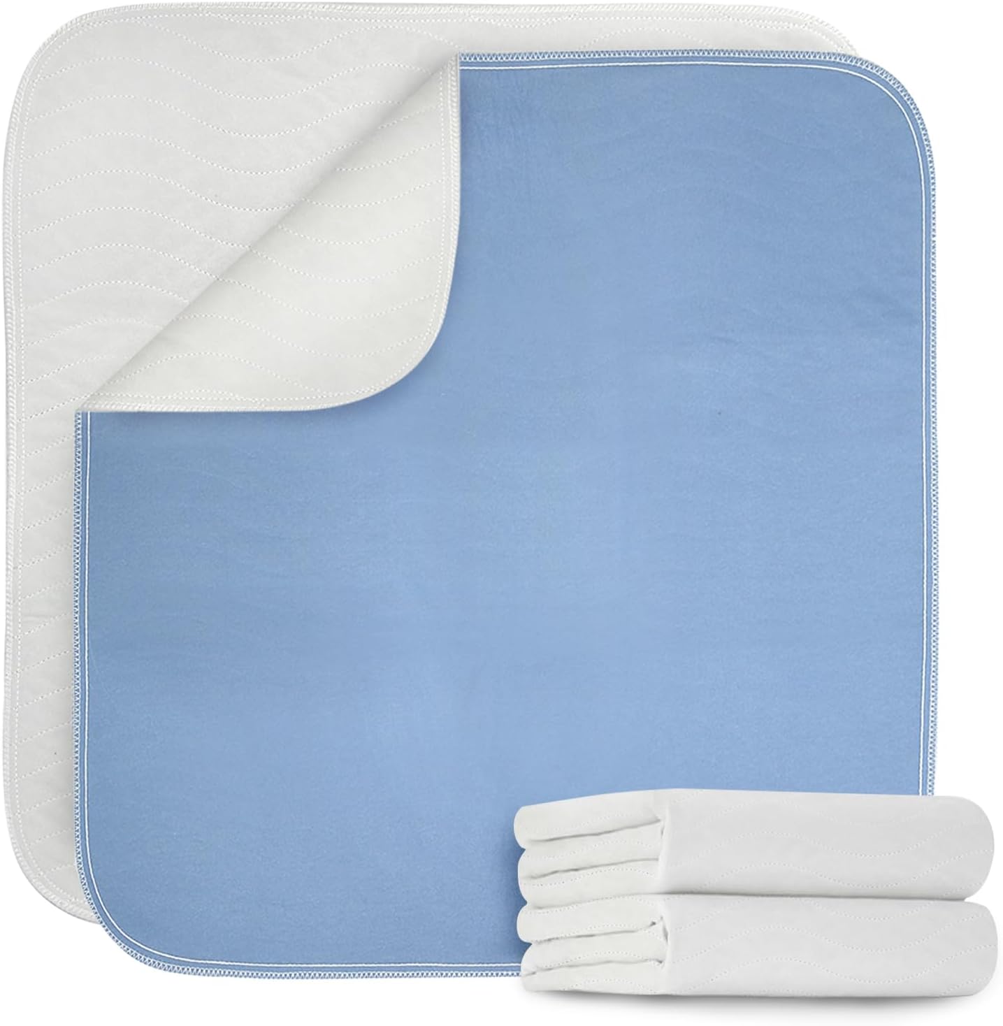 Gogreen Waterproof Reusable Underpads, 4-Layer Heavy Absorbency & Quilted Washable Pads for Kid, Adult, Elderly, and Pet, Bedwetting Incontinence Pad for Bed, Sofa, Floor, Couch (34" x 52", Pack of 2)