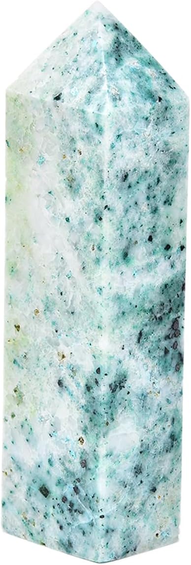 JIC Gem Natural Large Phoenix Pine Obelisk Quartz Crystal Wand Tower Point Chrysocolla Crystal Healing Wand Reiki Decor 1.8-2.2 Lbs