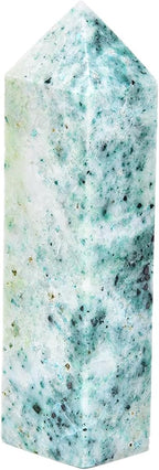 JIC Gem Natural Large Phoenix Pine Obelisk Quartz Crystal Wand Tower Point Chrysocolla Crystal Healing Wand Reiki Decor 1.8-2.2 Lbs