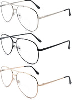 3 Pack Bifocal Reading Glasses for Women Men, Aviator Bi-focal Readers Glasses Dual Focal Eyewear +1.0