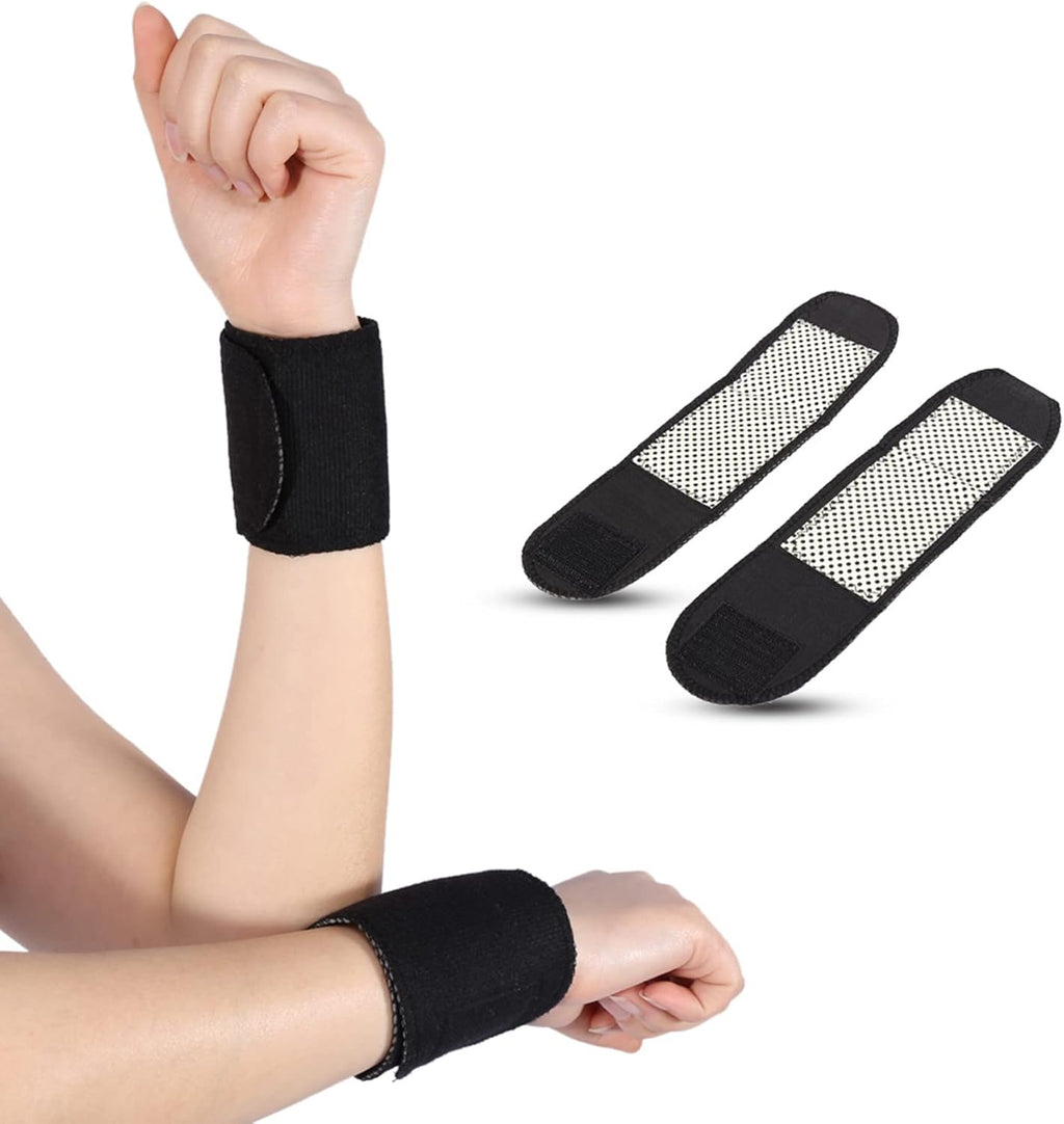 Self Heating Wrist Brace, 1 Pair Tourmaline Magnetic Massage Therapys Self Heating Wrist Brace Support Protector for Muscular Soreness and Wrist Ache