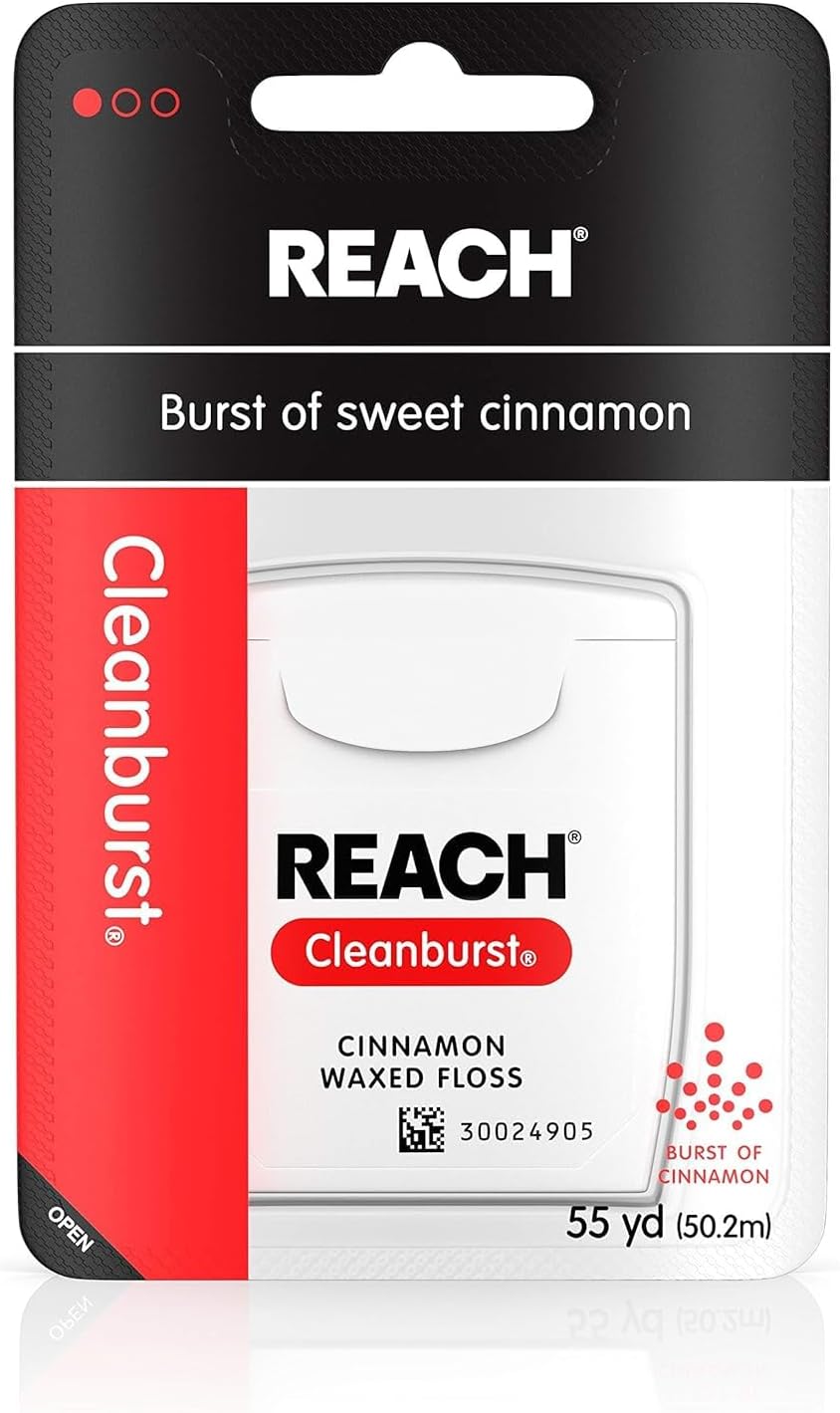 REACH Cleanburst Waxed Floss Cinnamon 55 Yards (Pack of 8)