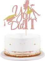 Congratulations on graduation Cake topper 2026 glitter girl graduation cake topper 2026 graduation decorations 2026 graduation party decoration supplies (rose gold1)