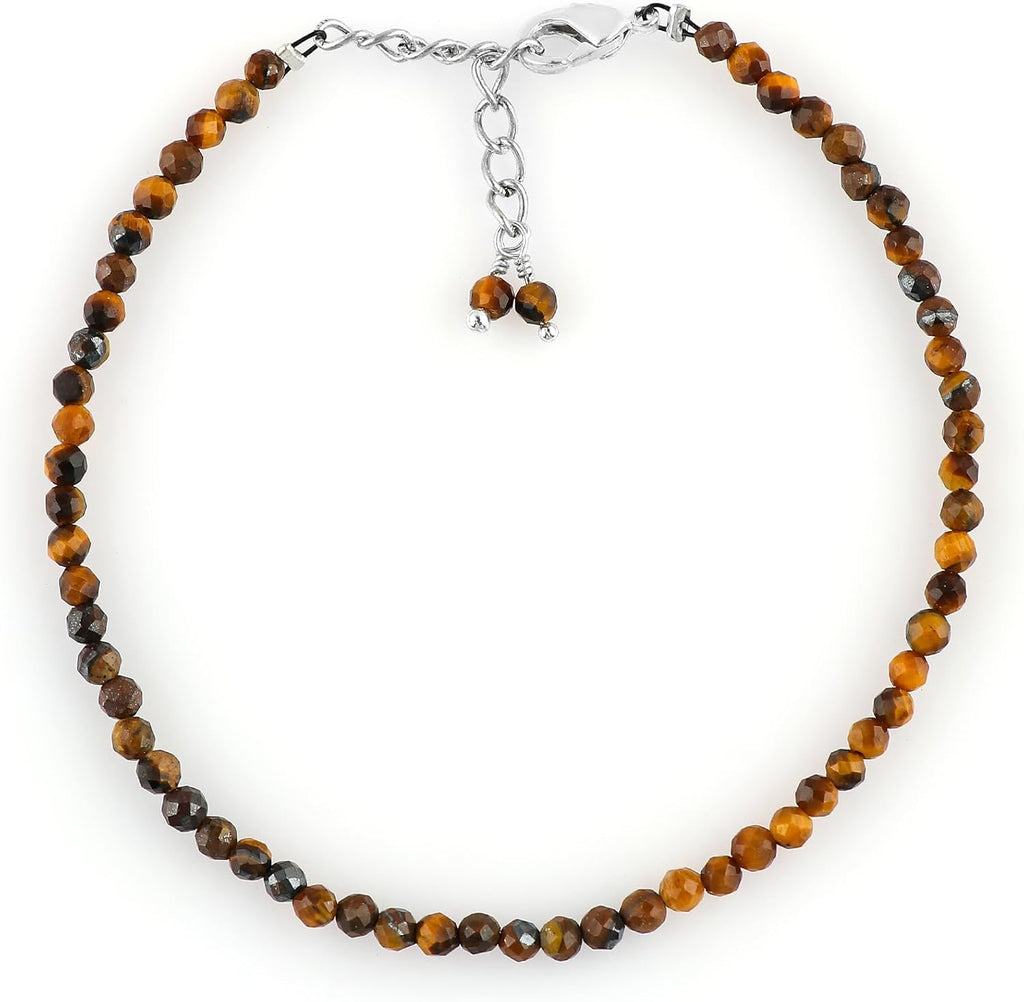 Natural Tiger Eye Crystals Bracelet, 3mm Best Grade Micro Cut Beads, Chakra Healing Gemstone Jewelry 8 inch