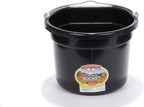 Little Giant® Flat Back Plastic Animal Feed Bucket | Animal Feed Bucket with Metal Handle | Horse Stall Feeding and Watering Supplies (Black, 8 Quart)