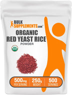 BulkSupplements.com Organic Red Yeast Rice Powder - Organic Red Yeast Rice Supplement, for Heart Health Support - Vegan Friendly, 500mg per Serving, 250g (8.8 oz) (Pack of 1)