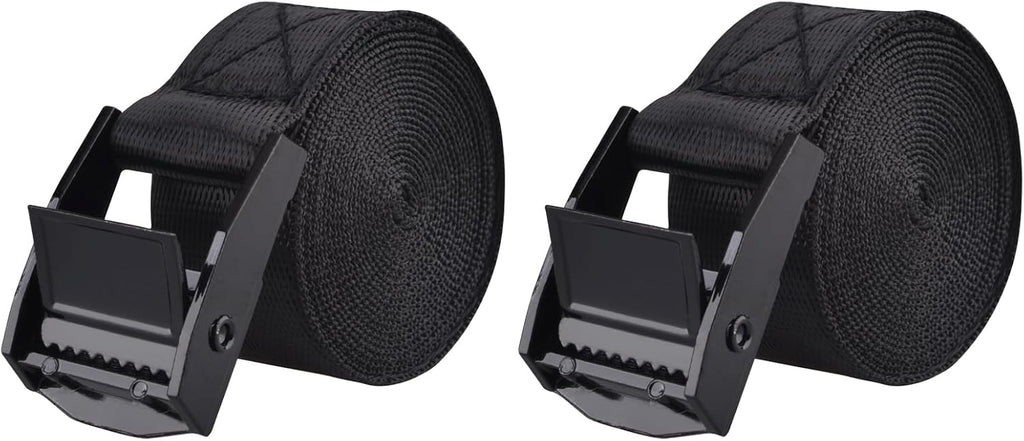 TRIWONDER Tie Down Straps, Lashing Straps Nylon Webbing, Cam Buckle Adjustable Heavy Duty Belts for Luggage, Suitcase Packing, Cargo Freight (01# Black - 2 Packs, 3.3 FT)